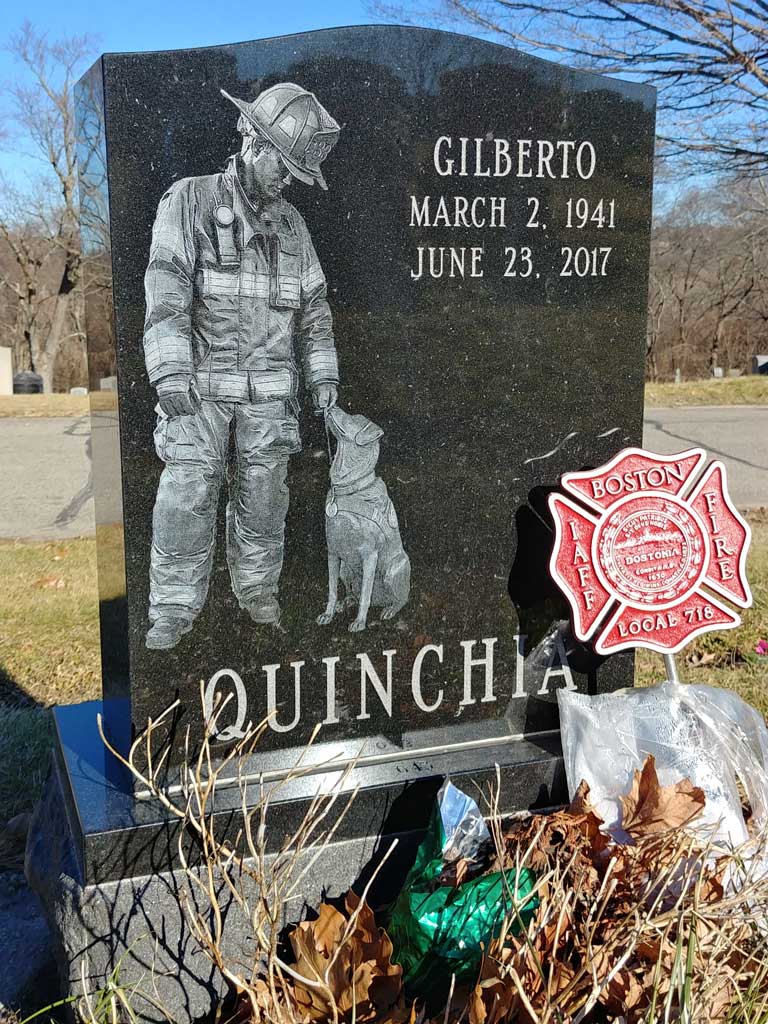 Monument with Illustrated Etching